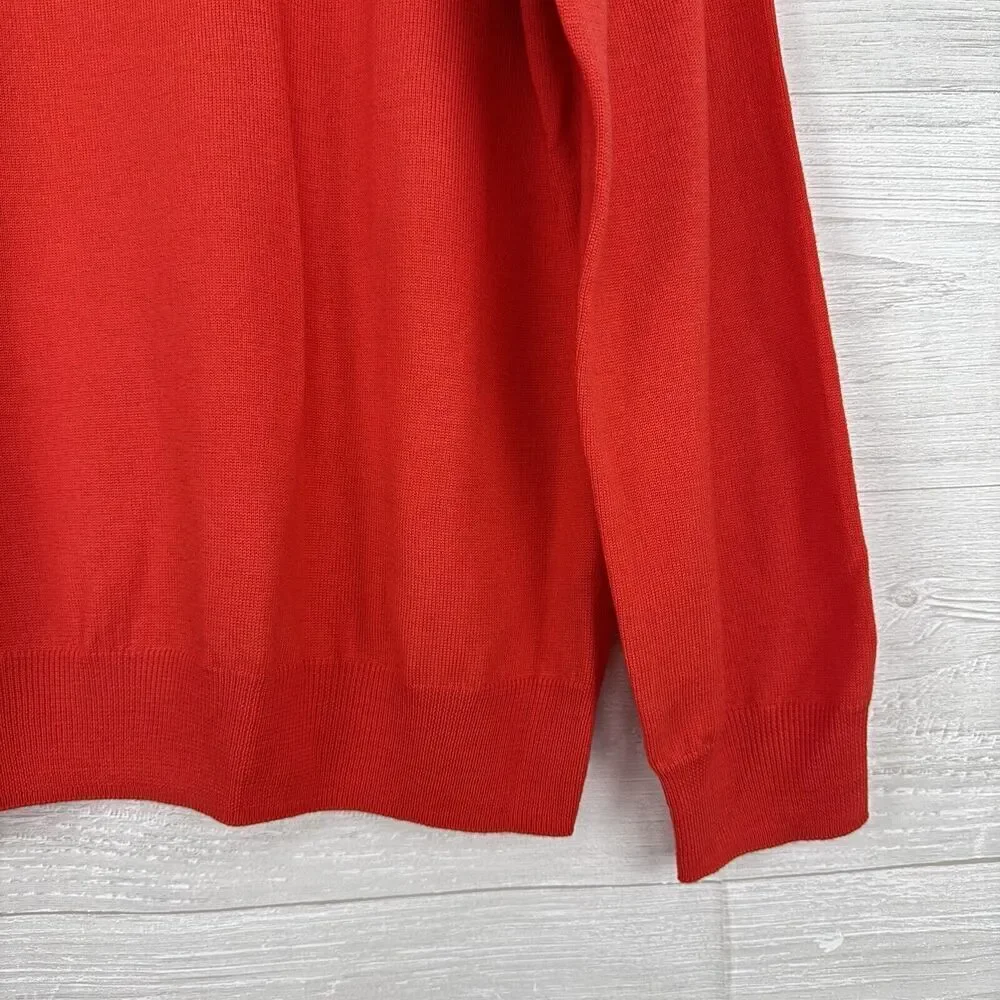 J.Crew Merino Wool‎ Sweater Men XL Red Crew Neck Pullover Knit Holiday Christmas